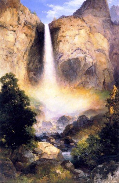 Main Product Photo of Bridal Veil Falls, Yosemite Valley Painting by Thomas Moran