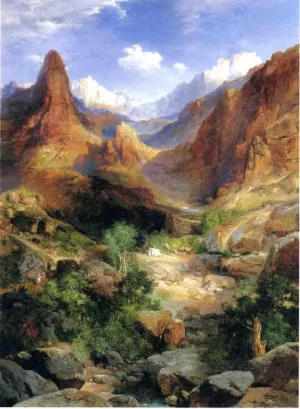 Bright Angel Trail by Thomas Moran - Oil Painting Reproduction