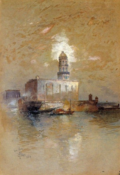 Main Product Photo of Castle of San Juan D'Ulloa, Vera Cruz, Mexico Painting by Thomas Moran