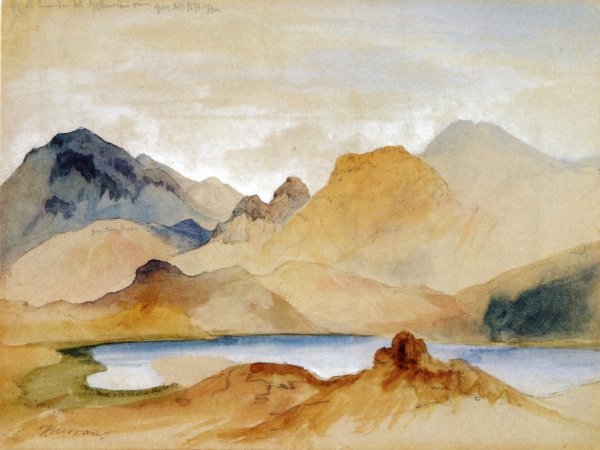 Cinnabar Mountain, Yellowstone River by Thomas Moran - Hand-Painted Oil Painting Reproduction