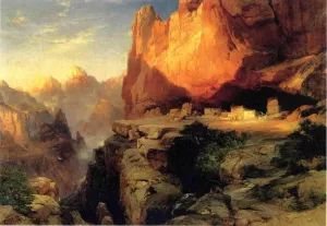 Cliff Dwellers painting by Thomas Moran