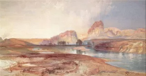 Cliffs, Green River, Wyoming by Thomas Moran - Oil Painting Reproduction