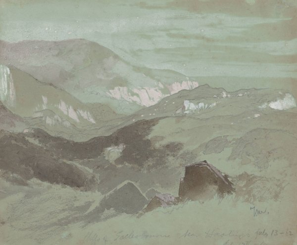 Cliffs of Ecclesbourne Near Hastings  by Thomas Moran - Hand-Painted Oil Painting Reproduction