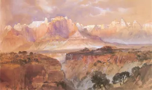 Cliffs of the Rio Virgin, South Utah by Thomas Moran - Oil Painting Reproduction