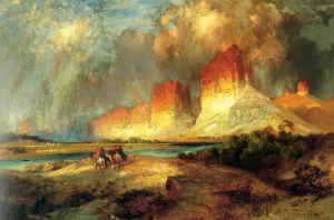 Cliffs of the Upper Colorado River, Wyoming Territory by Thomas Moran - Oil Painting Reproduction