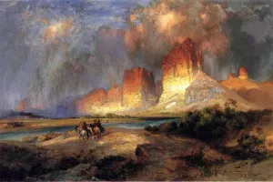 Cliffs of the Upper Colorado River by Thomas Moran - Oil Painting Reproduction
