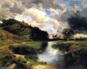 Cloudy Day at Amagansett by Thomas Moran Oil Painting