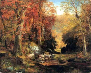 Cresheim Glen, Wissahickon, Autumn by Thomas Moran - Oil Painting Reproduction