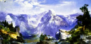 Domes of the Yosemite by Thomas Moran Oil Painting