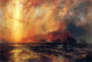 Fiercely the Red Sun Descending, Burned His Way across the Heavens painting by Thomas Moran