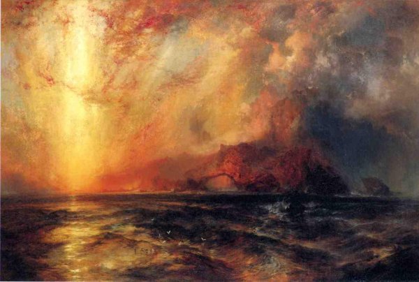 Main Product Photo of Fiercely the Red Sun Descending, Burned His Way across the Heavens Painting by Thomas Moran