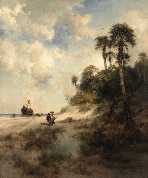 Fort George Island, Florida  by Thomas Moran - Hand-Painted Oil Painting Reproduction