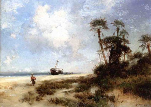 Fort George Island by Thomas Moran - Hand-Painted Oil Painting Reproduction