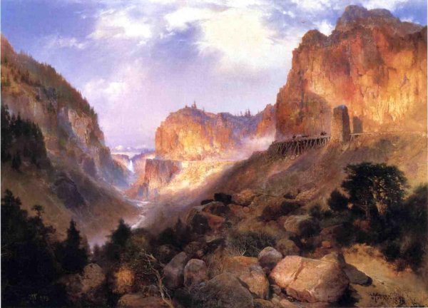 Main Product Photo of Golden Gateway to the Yellowstone Painting by Thomas Moran