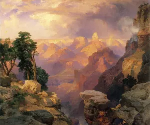 Grand Canyon with Rainbows by Thomas Moran - Oil Painting Reproduction