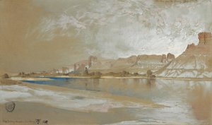 Green River from the Ferry, Wyoming Territory by Thomas Moran Oil Painting