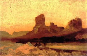 Green River, Wyoming at Castle Butte Oil Sketch by Thomas Moran Oil Painting