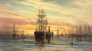 Harbor Scene by Thomas Moran Oil Painting