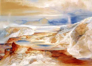 Hot Springs at Gardiners River by Thomas Moran - Oil Painting Reproduction