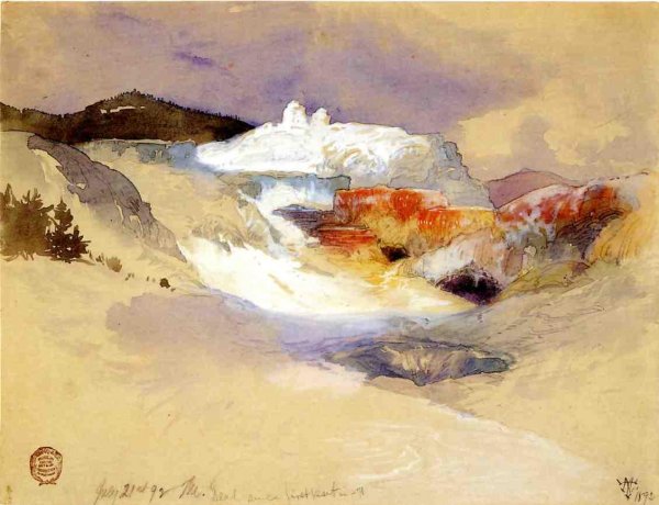 Hot Springs, Yellowstone by Thomas Moran - Hand-Painted Oil Painting Reproduction