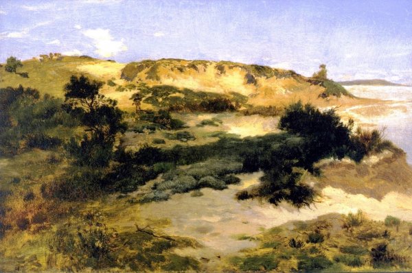 Main Product Photo of Hunter in a Landscape Painting by Thomas Moran