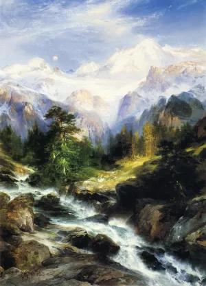 In the Teton Range by Thomas Moran - Oil Painting Reproduction