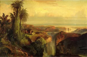 Indians on a Cliff by Thomas Moran - Oil Painting Reproduction