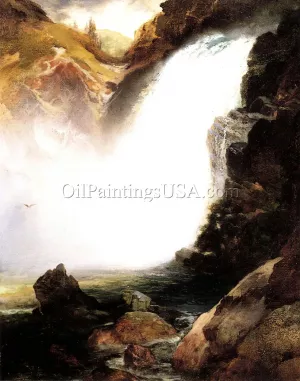 Landscape with Waterfall by Thomas Moran Oil Painting