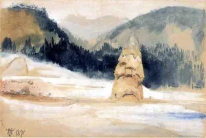 Liberty Cap and Clematis Gulch by Thomas Moran Oil Painting