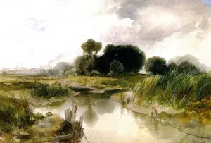 Long Island Landscape by Thomas Moran Oil Painting