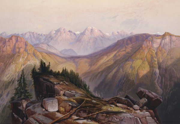 Lower Yellowstone Range  by Thomas Moran - Hand-Painted Oil Painting Reproduction