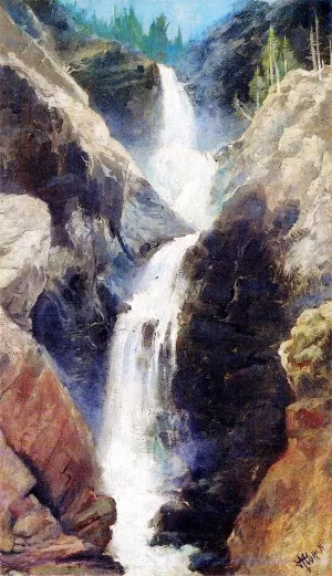 Mary's Veil, A Waterfall in Utah by Thomas Moran - Oil Painting Reproduction