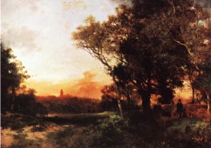 Mexico - Landscape Oil painting by Thomas Moran