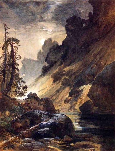 Main Product Photo of Moonlight, Devil's Den Painting by Thomas Moran