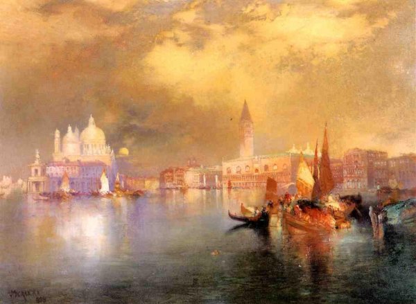 Main Product Photo of Moonlight in Venice Painting by Thomas Moran
