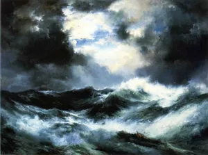 Moonlit Shipwreck at Sea by Thomas Moran Oil Painting