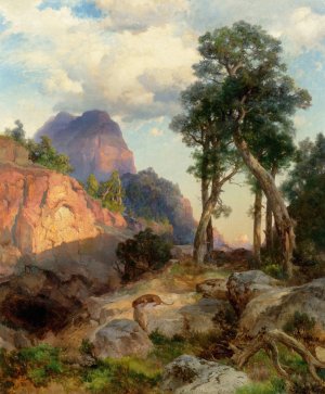 Mountain Lion in Grand Canyon by Thomas Moran Oil Painting