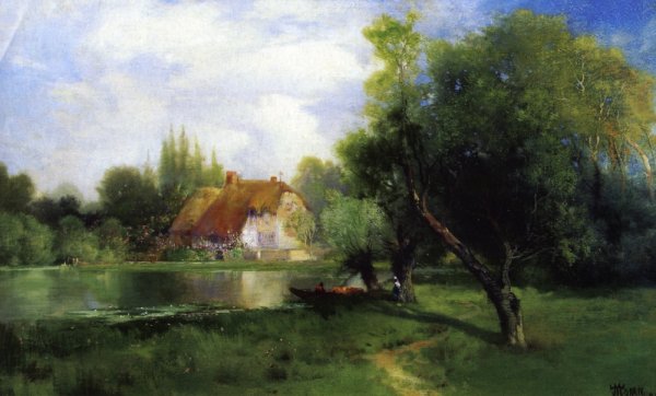 Near East Hampton, Long Island by Thomas Moran - Hand-Painted Oil Painting Reproduction