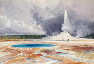 Old Castle Geyser by Thomas Moran Oil Painting