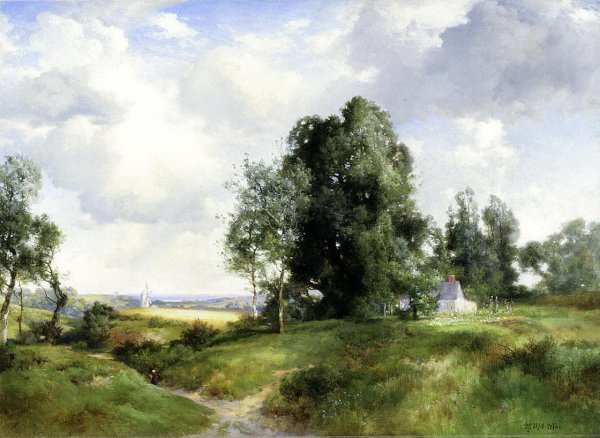 Main Product Photo of Old Windmill, East Hampton, Long Island, New York Painting by Thomas Moran
