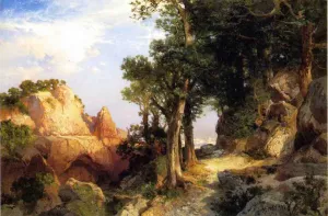 On the Berry Trail - Grand Canyon of Arizona Oil painting by Thomas Moran