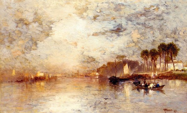 On the St. John's River, Florida by Thomas Moran - Hand-Painted Oil Painting Reproduction