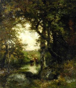 Pool in the Forest, Long Island by Thomas Moran Oil Painting