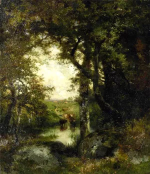 Pool in the Forest, Long Island by Thomas Moran Oil Painting