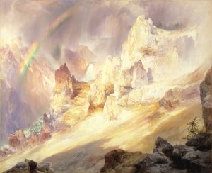 Rainbow Over The Grand Canyon Of The Yellowstone by Thomas Moran Oil Painting