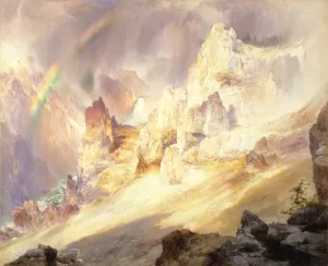 Rainbow Over The Grand Canyon Of The Yellowstone by Thomas Moran Oil Painting