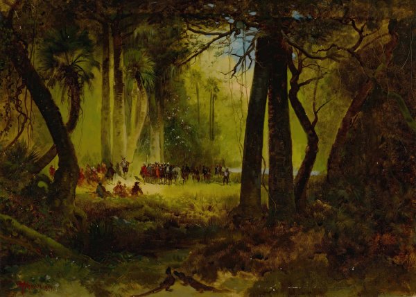 Main Product Photo of Reception of Dominique de Gourgues by the Indians  Painting by Thomas Moran