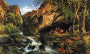 Salvator Rosa Sketching the Banditi by Thomas Moran Oil Painting