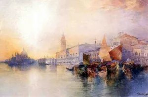 Santa Maria and The Ducal Palace, Venice by Thomas Moran - Oil Painting Reproduction