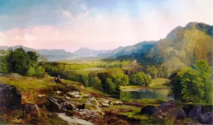 Shepherdess Watching Her Flock by Thomas Moran - Oil Painting Reproduction